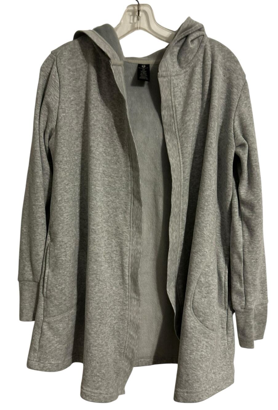 Active Life Heather Gray Hoodie Open SZ SM Fleece Soft Terry Inside Pockets